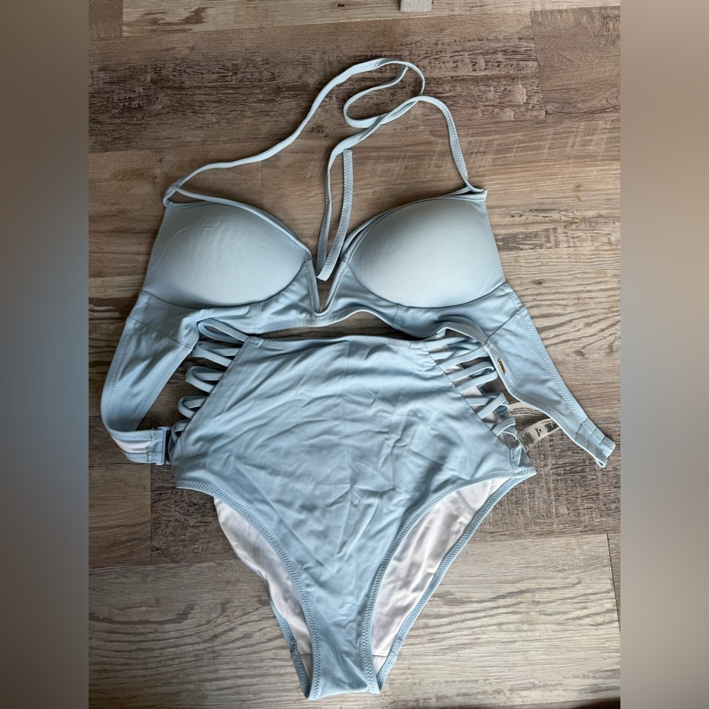 PINK By Victoria Secret Push Up High Waisted Bikini Strappy Side Details Size M - Picture 1 of 11